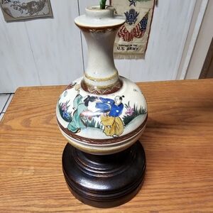 Asian Vase with faux flowers